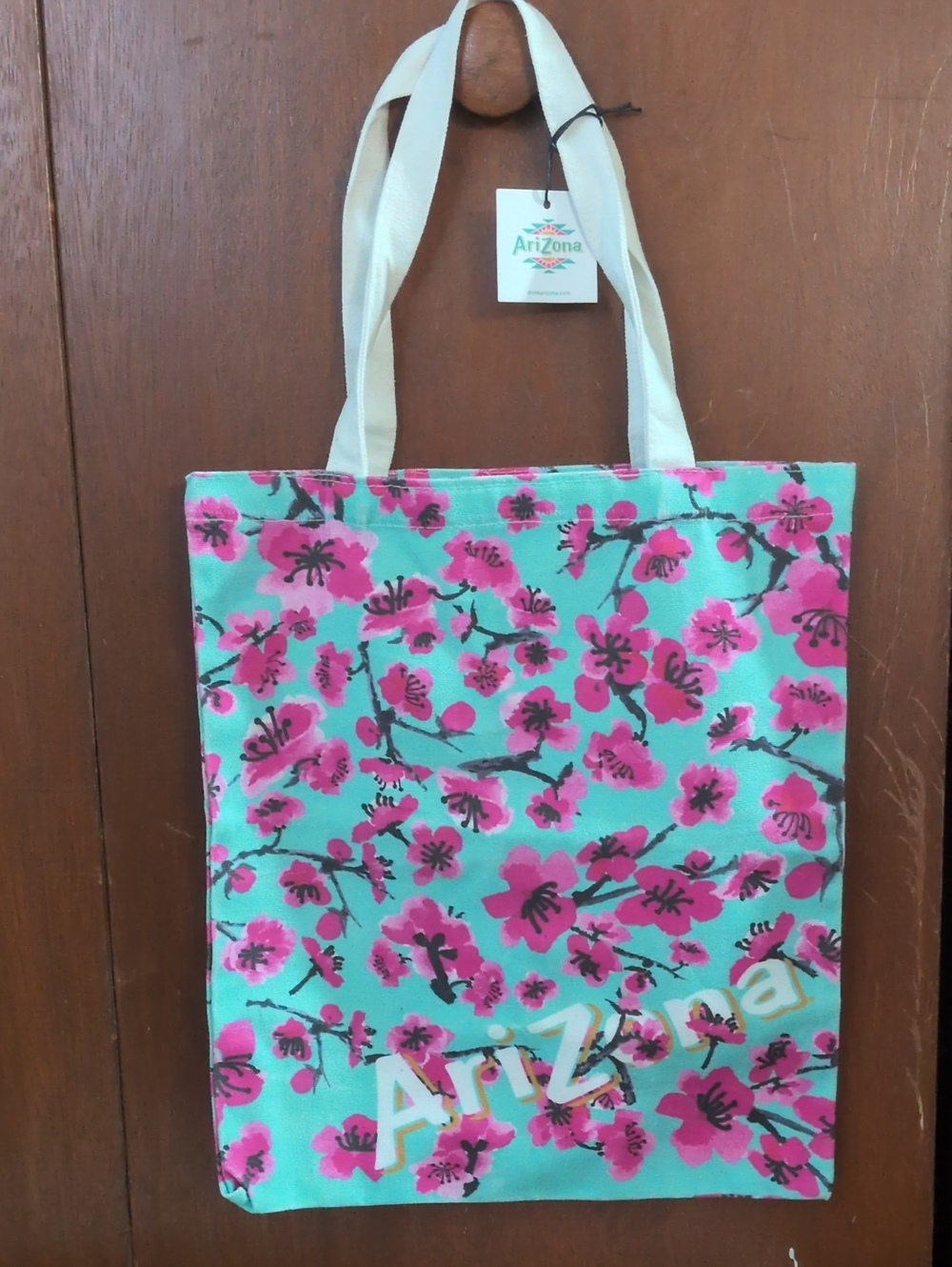 Arizona Jean Company Turquoise and Pink Floral Canvas Tote